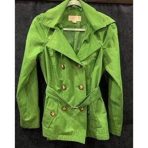 Michael Kors Women's Green Double-Breasted Trench Coat Size S